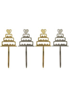 Image of Gold and Silver Reversible 4 Pack Cake Toppers