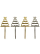 Image of Gold and Silver Reversible 4 Pack Cake Toppers