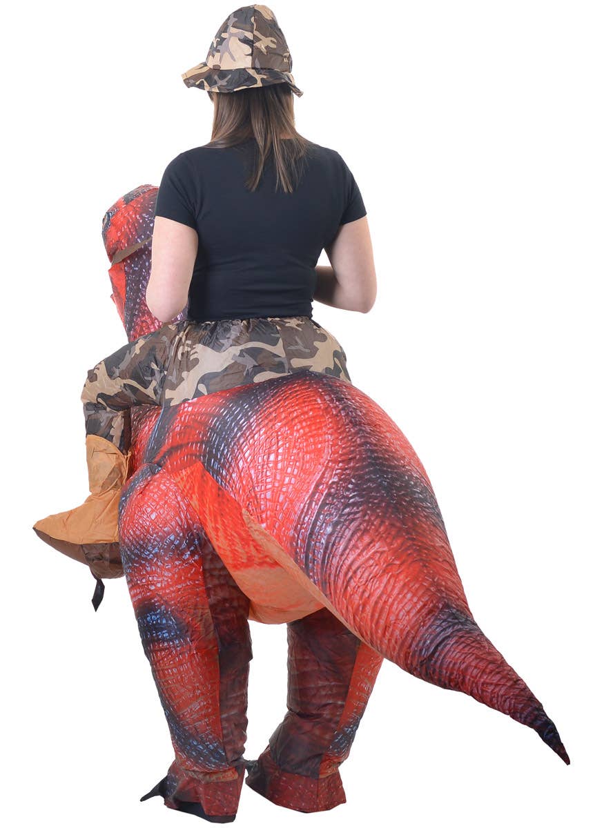 Image of Inflatable Ride On Red Dinosaur Adults Costume - Back Image