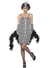 Image of 1920s Short Grey Fringed Womens Flapper Dress Costume - Front View