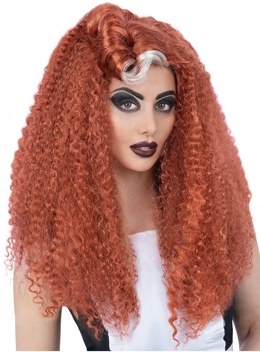 Image of Rocky Horror Magenta Womens Long Curly Auburn Costume Wig