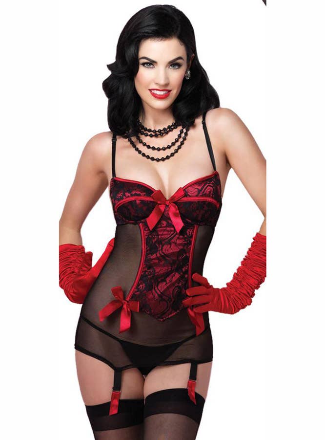 Image of Romance Sexy Black And Red Mini Garter Dress