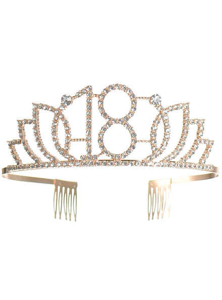 Image of 18th Birthday Rose Gold and Silver Rhinestone Tiara