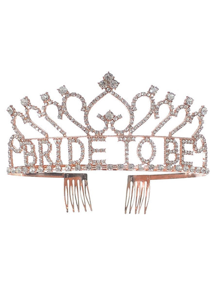 Image of Bride To Be Rose Gold Metal and Rhinestones Tiara