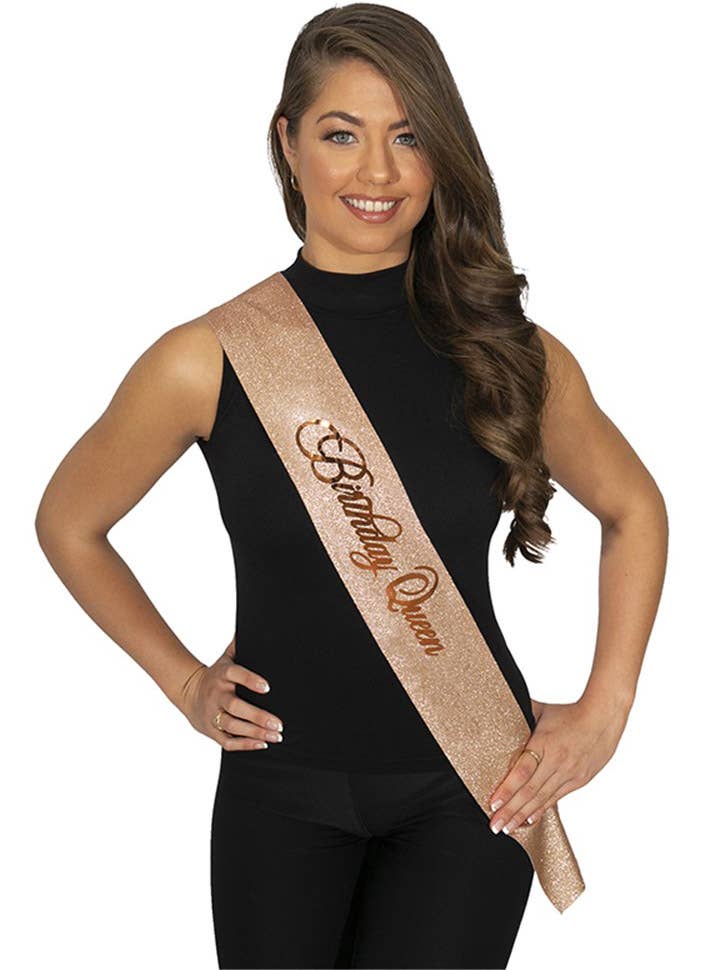 Image of Sparkly Rose Gold Birthday Queen Party Sash