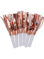 Image of Rose Gold Party Blower Horns 6 Pack