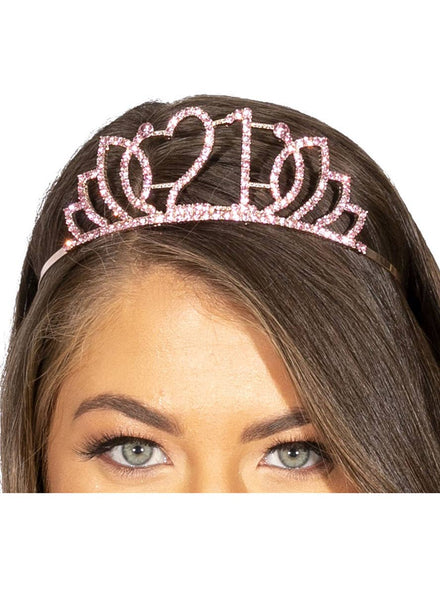 Image of Rose Gold Rhinestone 21st Birthday Party Tiara