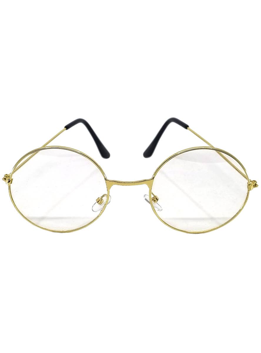 Image of Round Gold Frame Clear Lens Costume Glasses