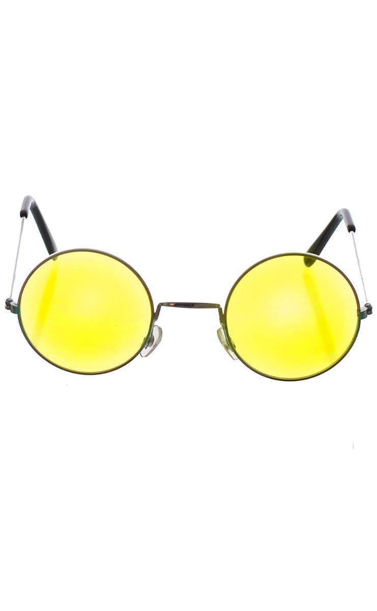 Round Yellow Lens 60s Retro Hippie Costume Glasses