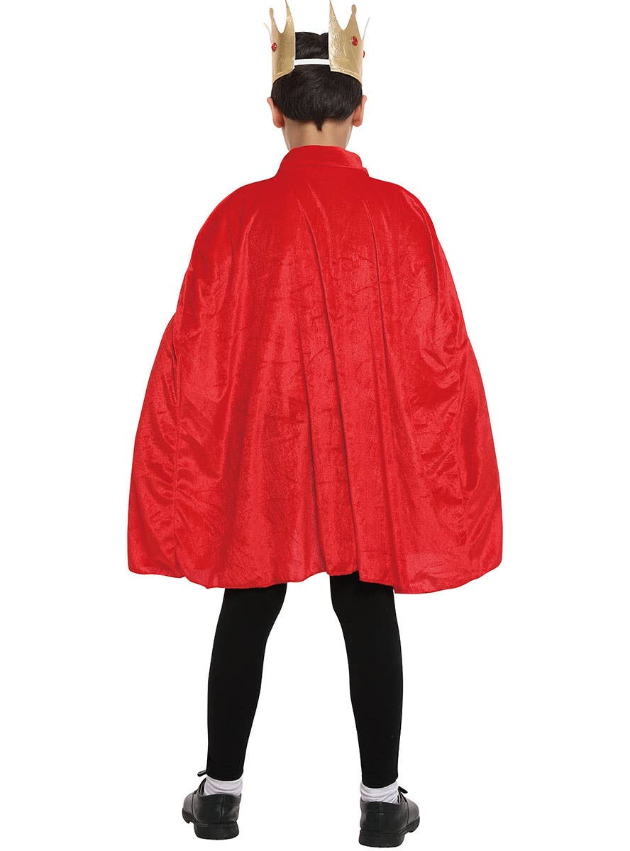 Image of Royal King Boy's Red Velvet Costume Cape and Crown - Alternate View