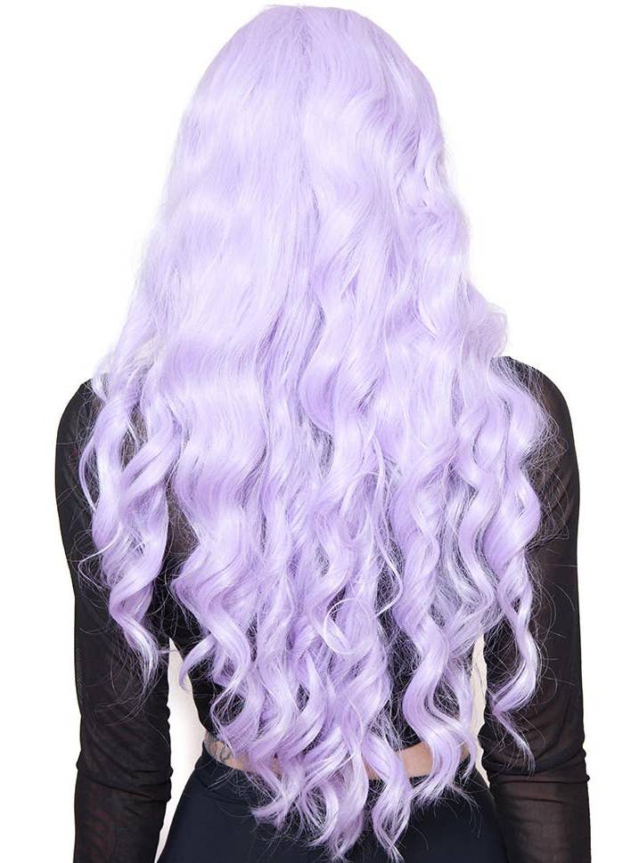 Long Lavender Purple Women's Deluxe Heat Resistant Wavy Wig Back Image