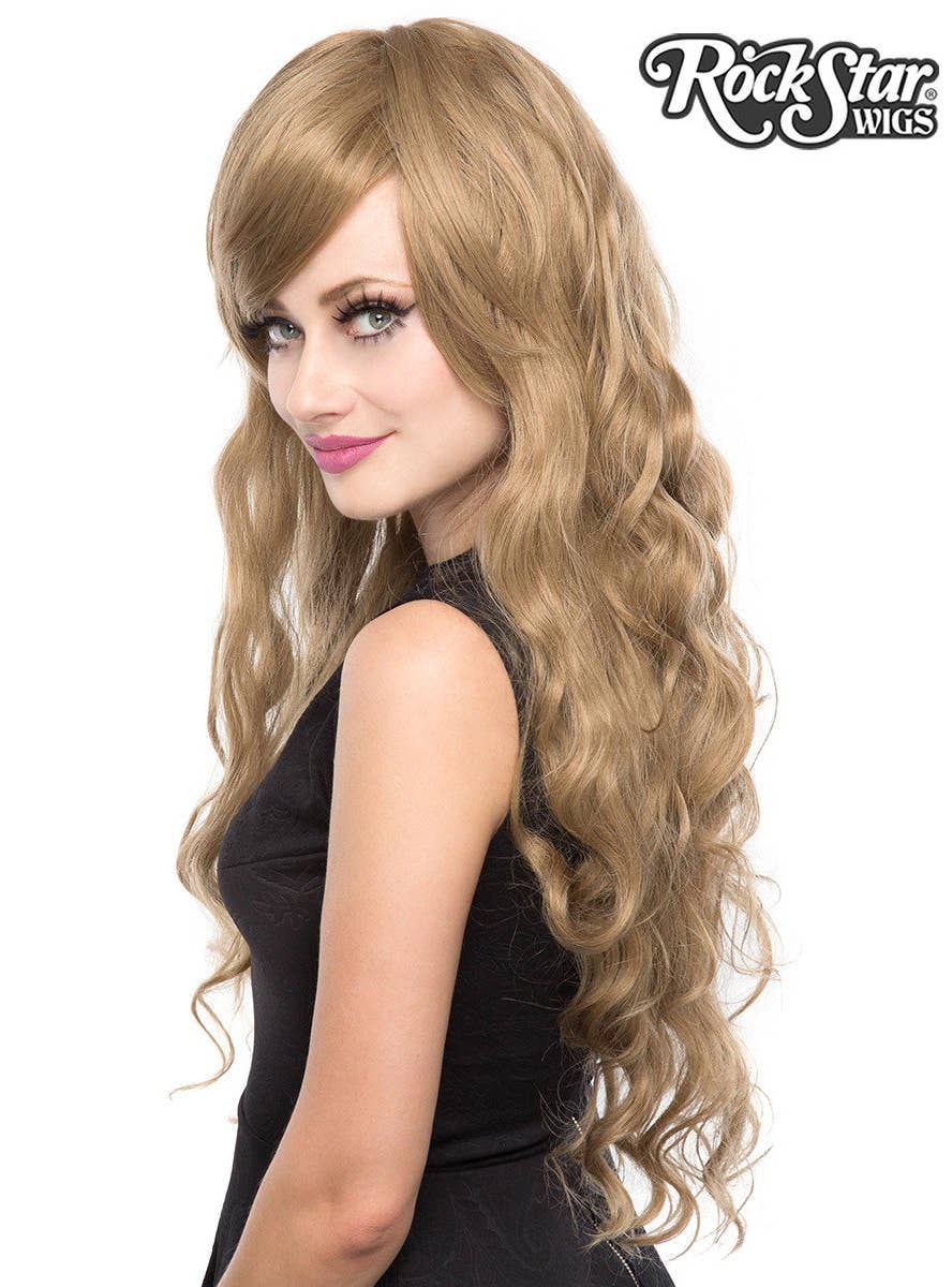 Milk Tea Mix Women's Classic Wavy Rockstar Fashion Wig Side Image