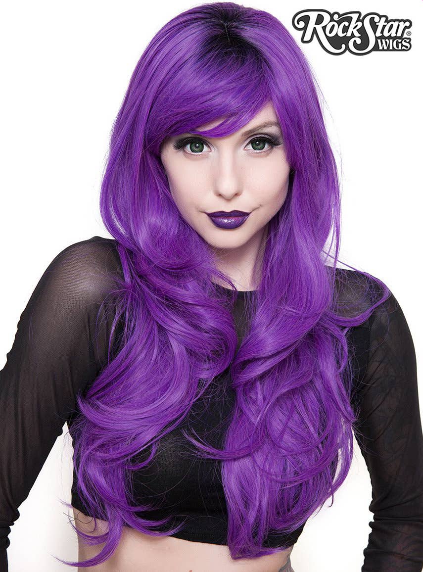 Deluxe Womens Uptown Girl Purple Heat Resistant Wig - Image 1