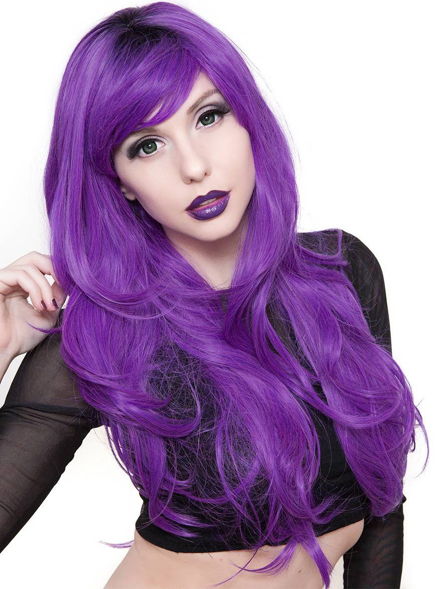Women's Deluxe Purple Wavy Heat Resistant Wig - Image 3