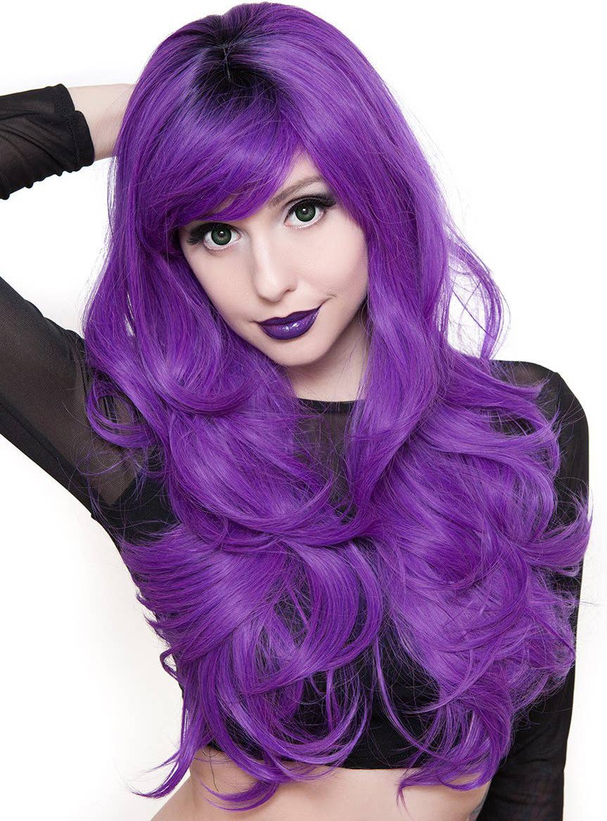 Women's Deluxe Purple Wavy Heat Resistant Wig - Image 4