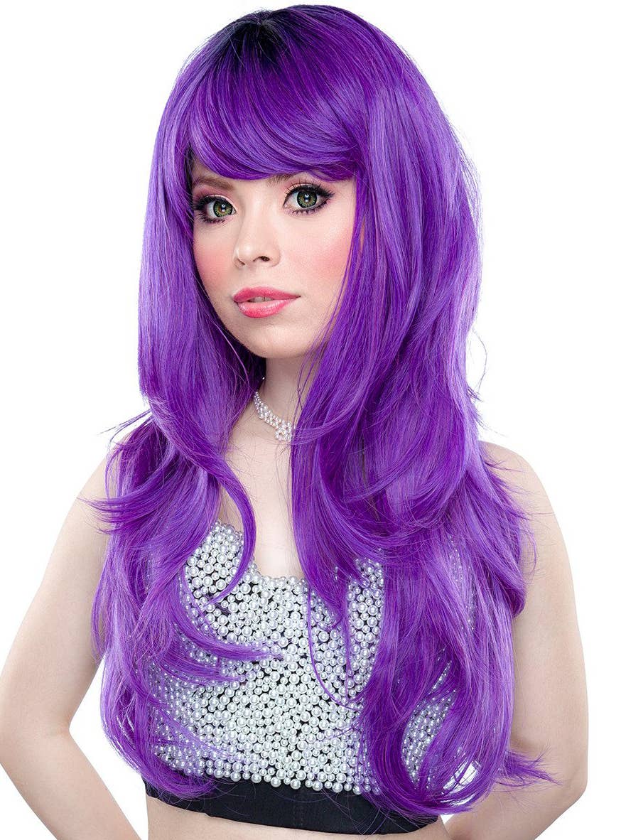 Women's Deluxe Purple Wavy Heat Resistant Wig - Image 5