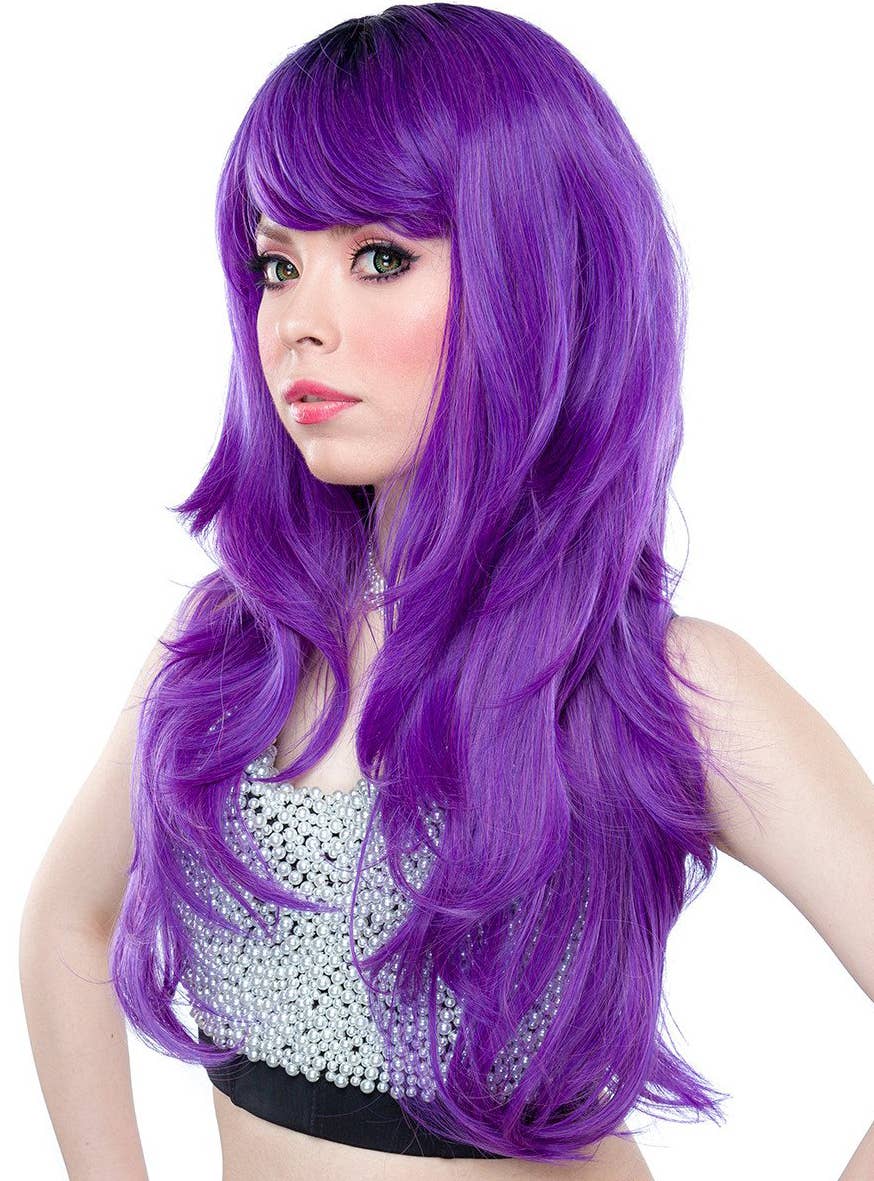 Women's Deluxe Purple Wavy Heat Resistant Wig - Image 7