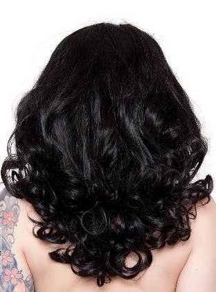 Women's Curly Black Fashion Wig with Bangs Back Image