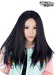 Women's Long 24" Heat Resistant Lace Front Deluxe Black Fashion Wig Front Image