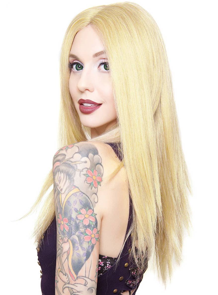 Women's Straight Long Blonde Lace Front Wig - Side Image