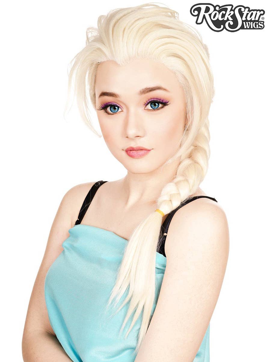 Deluxe White Blonde Lace Front Elsa Braid Fashion Wig Front Image