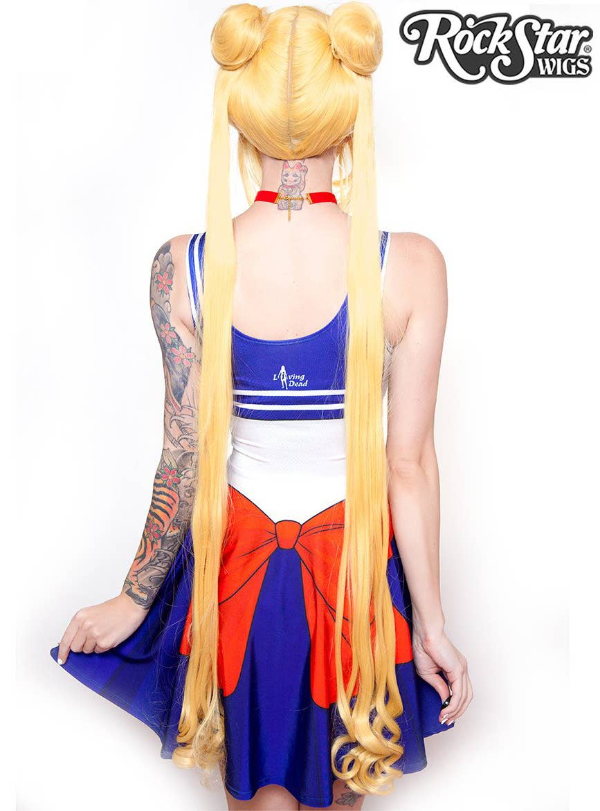 Rockstar Deluxe Blonde Sailor Moon Costume Wig Back Image