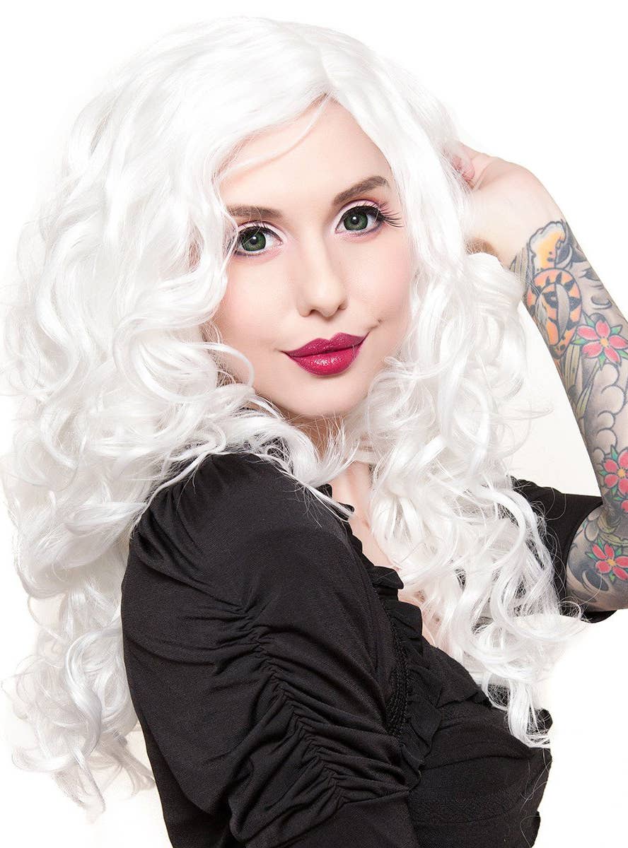 Curly White Lace Front Women's Fashion Wig Side Image