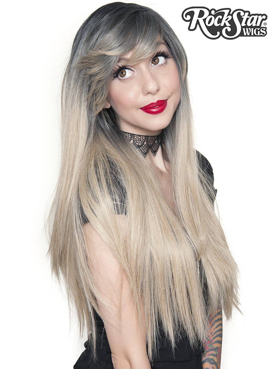 Dark Blonde with Roots Women's Rockstar Fashion Wig Side Image