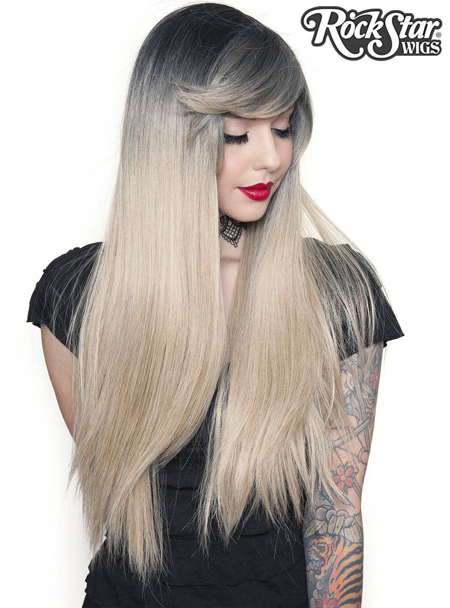 Dark Blonde with Roots Women's Rockstar Fashion Wig Alternate Front Image