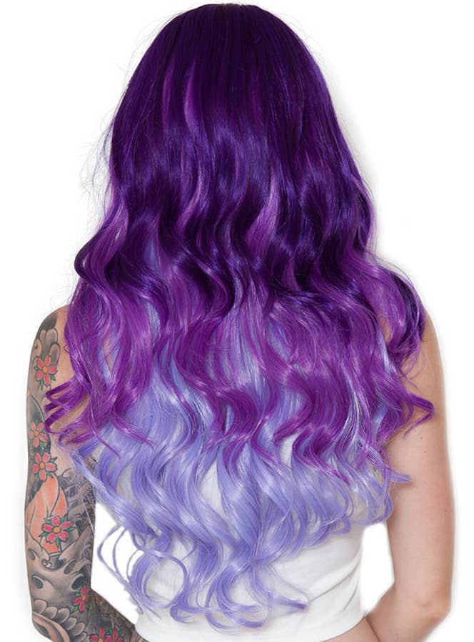 Deluxe Purple Possession Heat Resistant Long Curly Womens Wig - Back Image