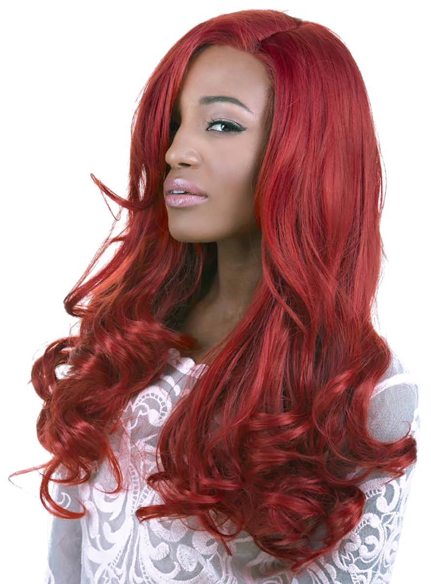 Premium Lace Front Women's Henna Red Long Curly Fashion Wig Alternate Image
