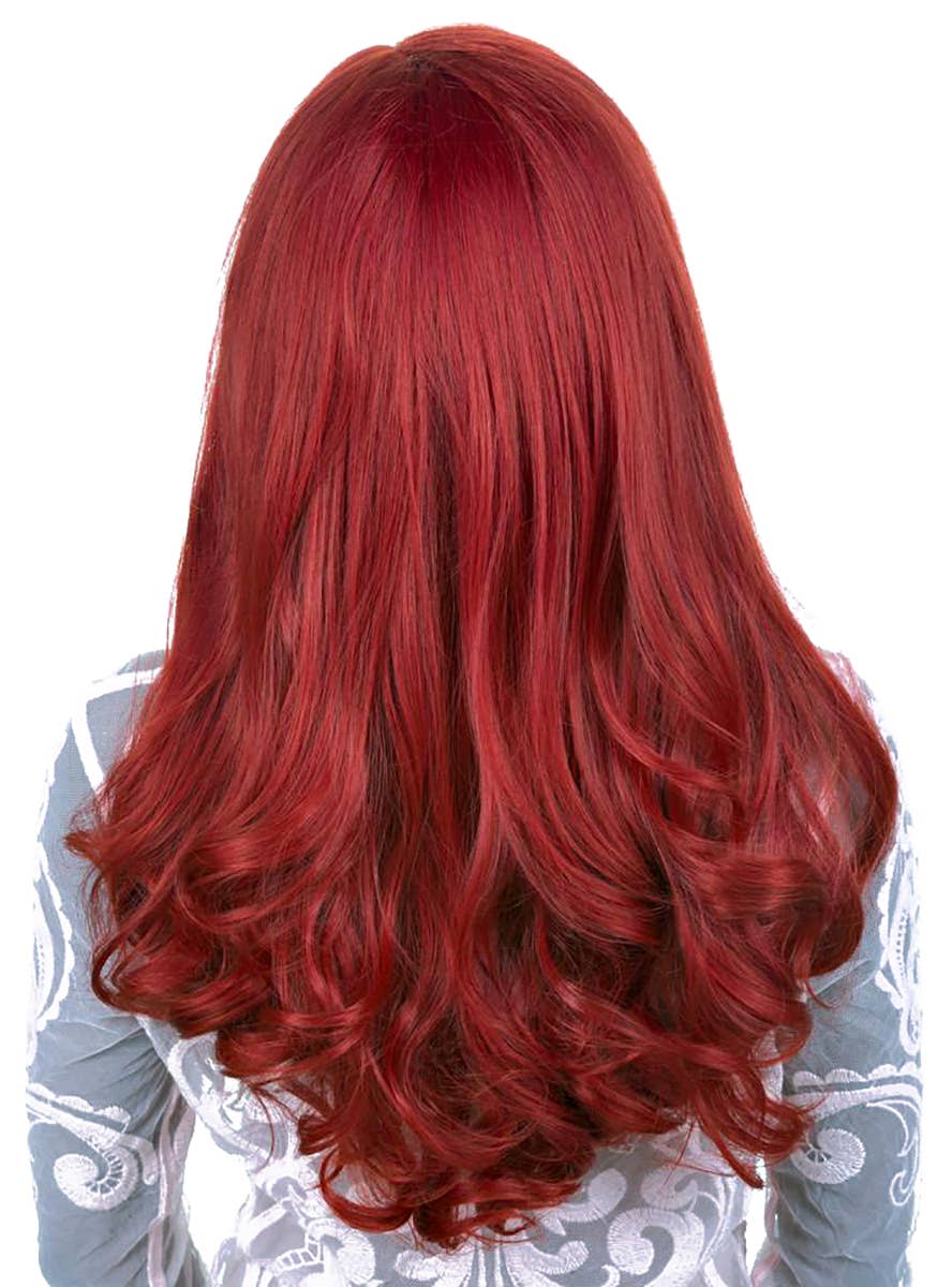 Premium Lace Front Women's Henna Red Long Curly Fashion Wig Back Image