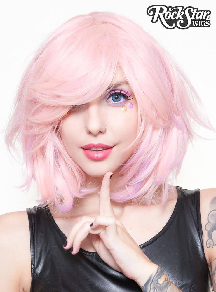 Pastel Pink Women's Heat Resistant Bob Wig Front Image