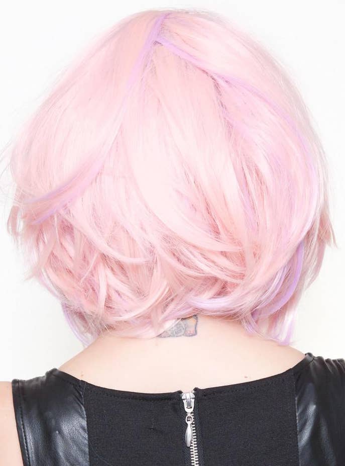 Pastel Pink Women's Heat Resistant Bob Wig Back Image