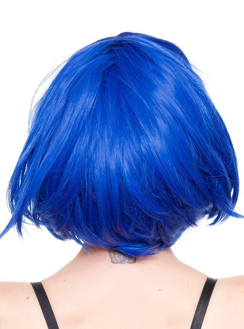 Women's Hologram 12 Inch Royal Blue Rock Star Fashion Wig Back Image