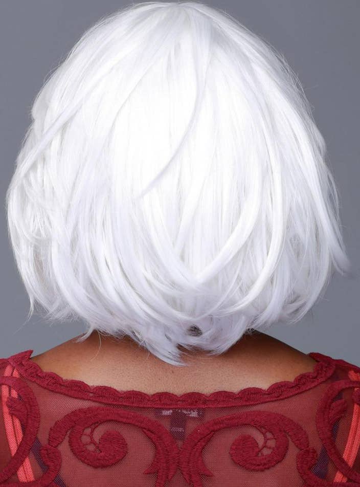 Women's Deluxe Short White Heat Resistant Bob Costume Wig with Side Swept Fringe Alternative View 5