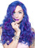 Lace Front Womens Deluxe Curly Blue Wig with Purple Highlights Front Image