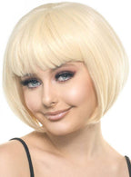 Womens Blonde Short Cropped Bob Wig with Front Fringe