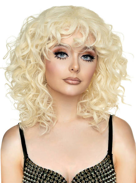 Womens Blonde Extra Curly Fashion Wig with Curly Fringe