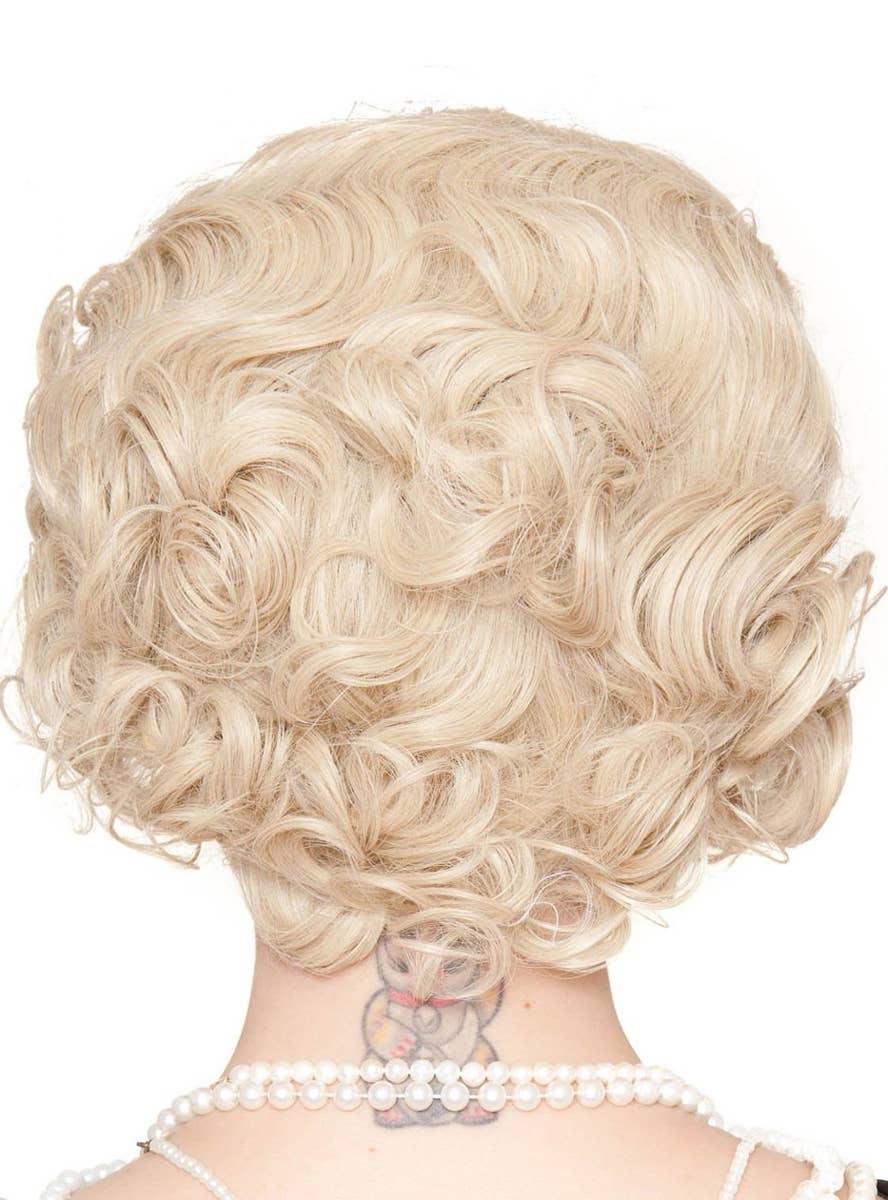 Women's Short Curly 1920's Flapper Style Blonde Fashion Wig - Back Image