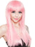 Women's Deluxe Heat Resistant Pastel Pink Straight Wig with Bangs Front Image