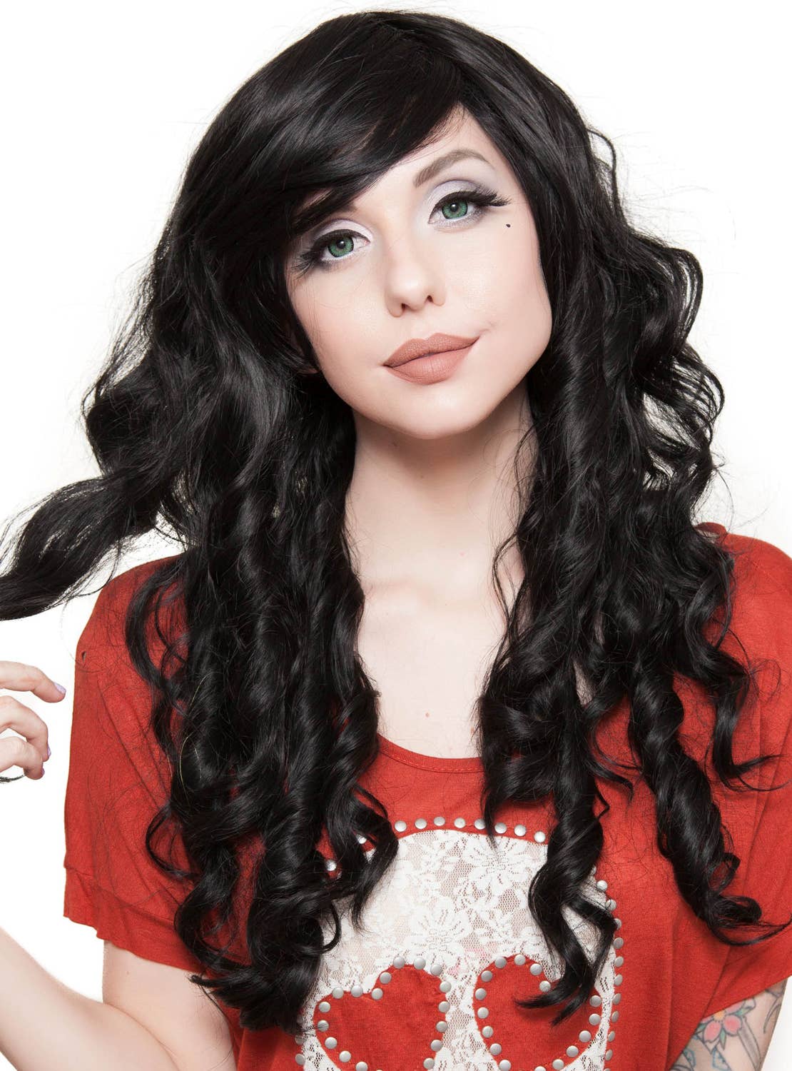 Long Black Heat Resistant Women's Fashion Wig with Ringlet Curls Front Image