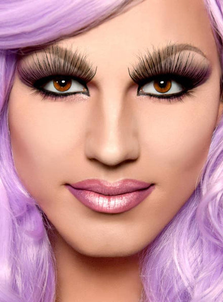 Fluffy Extra Long Black Stick On Fake Eyelashes Main Image