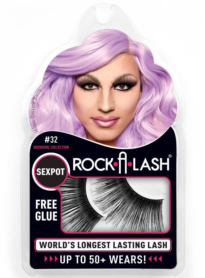 Fluffy Extra Long Black Stick On Fake Eyelashes Packaging Image