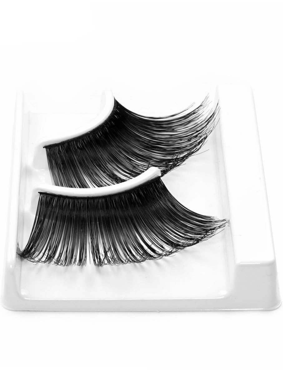 Fluffy Extra Long Black Stick On Fake Eyelashes Close Up Image 2