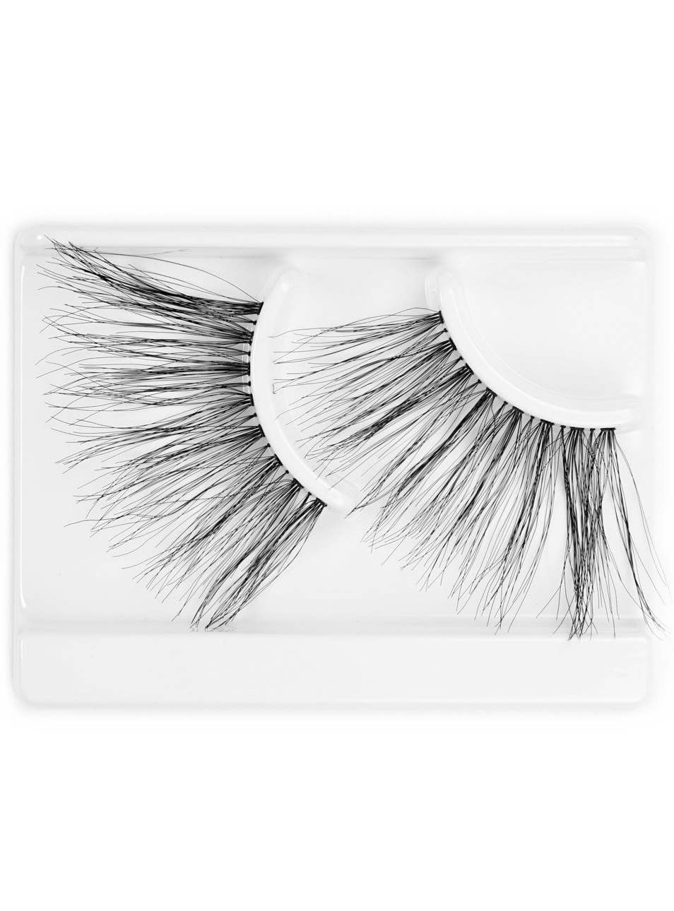 Wispy Extra Long Fluffy Black Stick On Eyelashes Close Up Image