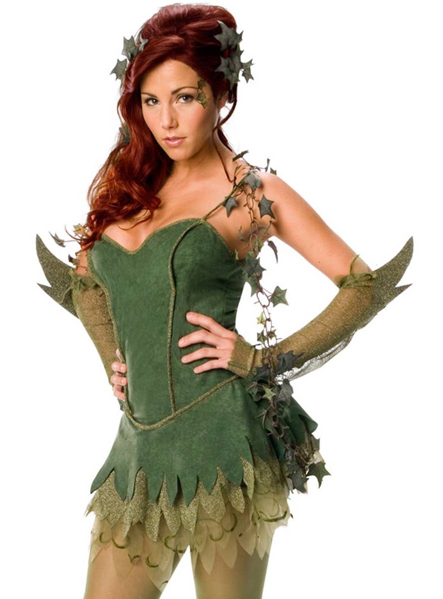 Poison Ivy Womens Licensed DC Villain Costume - Close Up