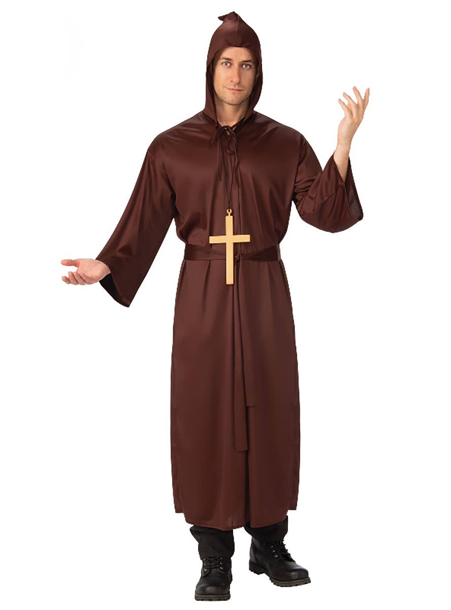 Long Brown Devout Monk Costume Robe for Men