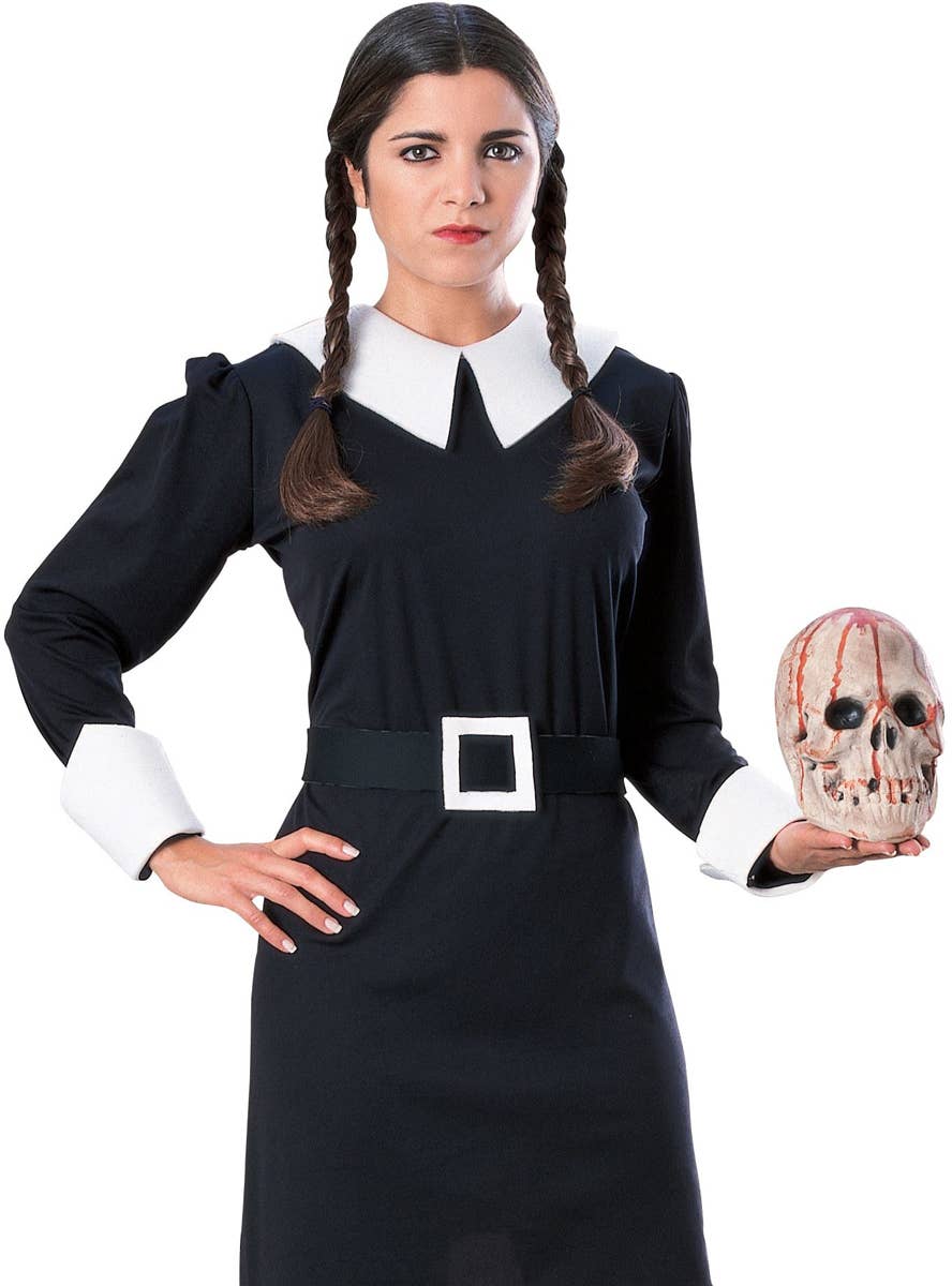 Classic Wednesday Addams Fancy Dress Halloween Costumes for Women - Close Image