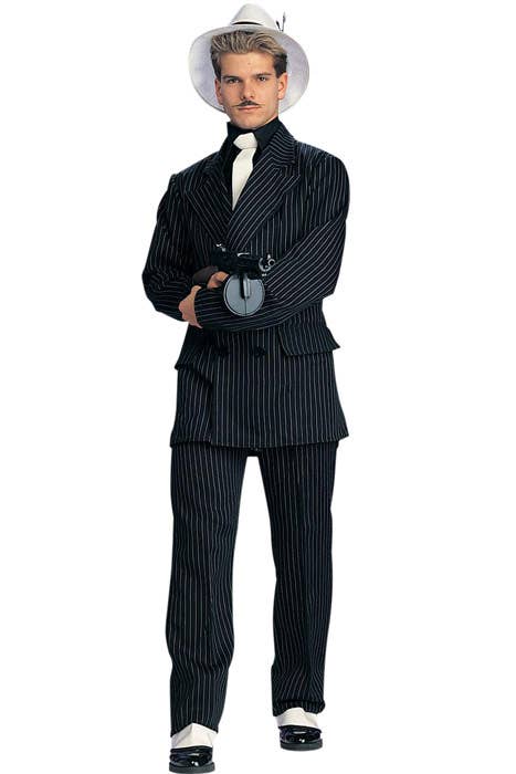 Black and White Pinstriped 20's Gangster Men's Costume Main Image